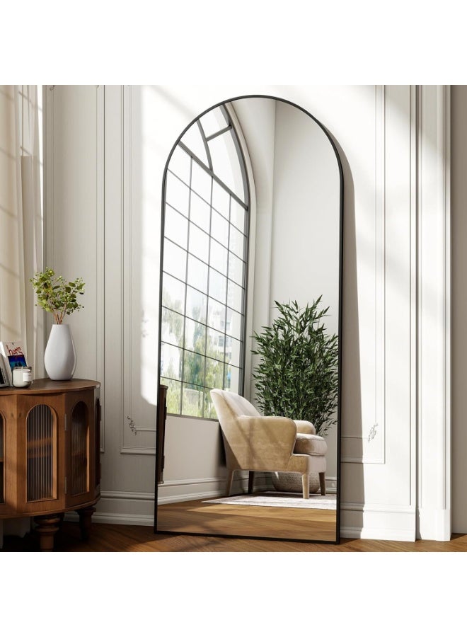 Full Length Mirrorr Large Arch Floor Mirror with Stand Arched Full Body Mirror Standing Hanging or Leaning Wall for Bedroom, Entryway, Black - Image 5