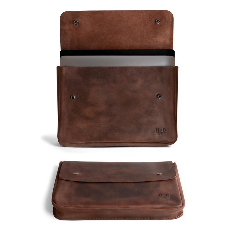 Hide & Drink, Vintage Folder Document Holder, File Case, A5 Binder, Envelope Portfolio, Full Grain Leather, Handmade, Bourbon Brown - Image 1