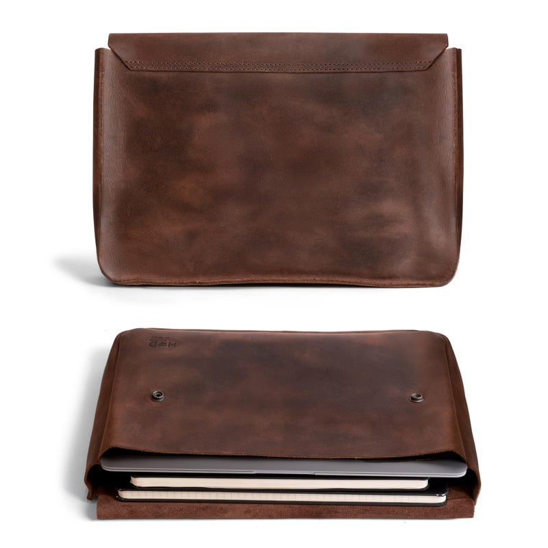 Hide & Drink, Vintage Folder Document Holder, File Case, A5 Binder, Envelope Portfolio, Full Grain Leather, Handmade, Bourbon Brown - Image 2