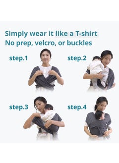 KASTWAVE Baby Carrier Wrap Summer Mesh Breathable Baby Carrier Easy to Wear Hands-Free Baby Carrier Moisture Wicking Soft Ideal for Newborns and Kids Under 44lbs (Black)  - Image 3