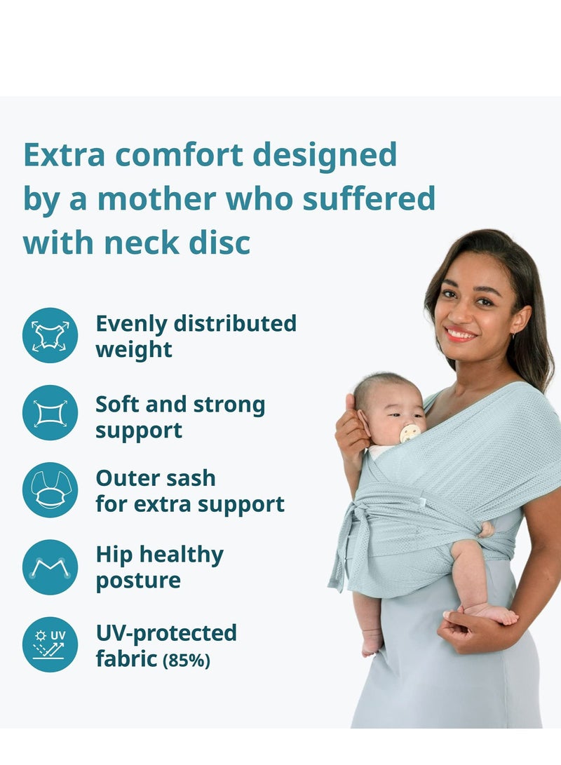 KASTWAVE Baby Carrier Wrap Summer Mesh Breathable Baby Carrier Easy to Wear Hands-Free Baby Carrier Moisture Wicking Soft Ideal for Newborns and Kids Under 44lbs (Black) - Image 2