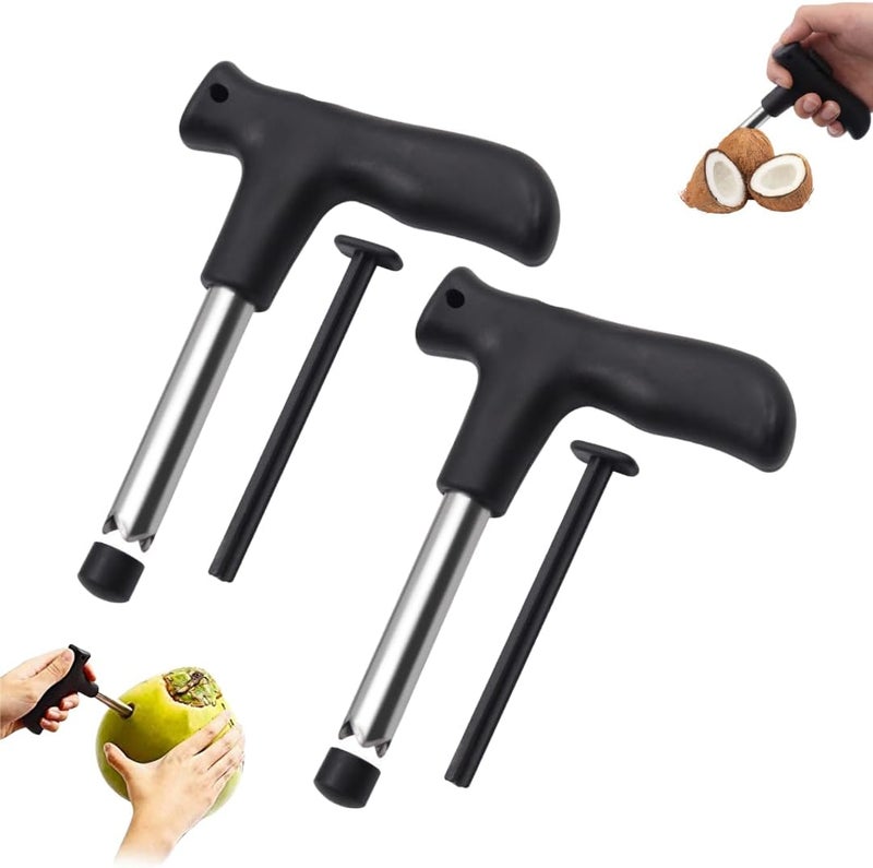 MARKQ أداة فتح جوز الهند من الفولاذ المقاوم للصدأ - فتاحة فواكه بمقبض مريح لفتح جوز الهند بسهولة، أداة مطبخ متينة ومقاومة للصدأ، عبوة من 2 - Image 1