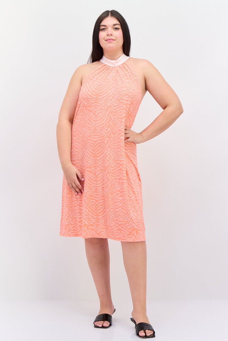 HALSTON H by HalstonWomen Allover Print Midi Dress, Orange - Image 1