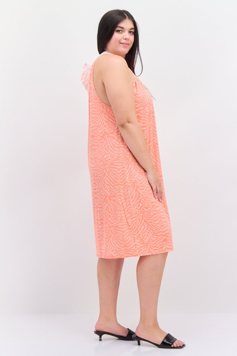 HALSTON H by HalstonWomen Allover Print Midi Dress, Orange - Image 2