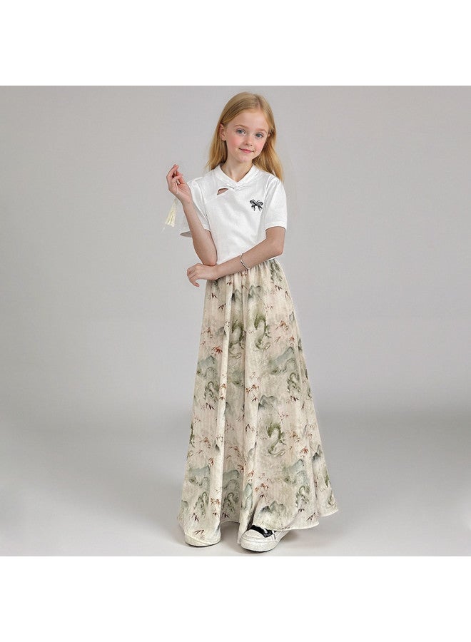 Bumblebee Girl's Outfit Summer 2025 New Trendy Kids Wide-leg Pants Chinese Style Lightweight Big Girl's Culottes - Image 5
