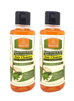 Khadi Pure Herbal Henna Tulsi Shampoo/Hair Cleanser 210 Ml (Pack Of 2) Orangekphennatulsishx2  - Image 2