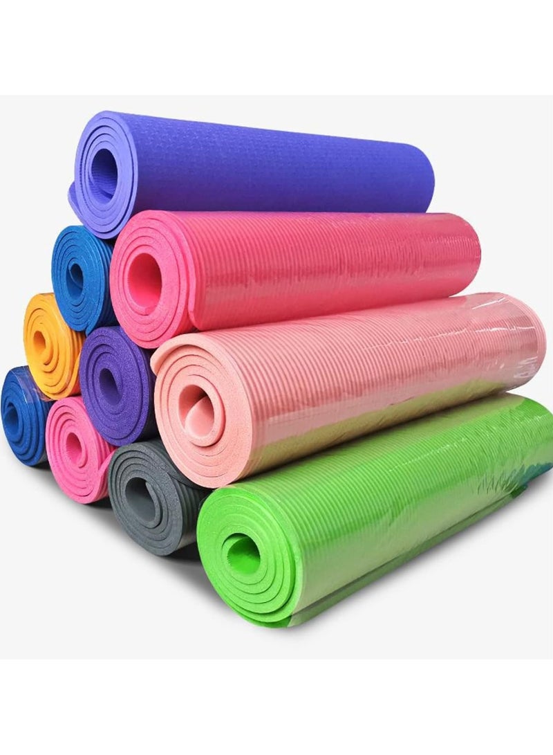 DubaiGallery سجادة اليوجا غير قابلة للانزلاق، سجادة اليوجا مع حزام متضمنة بساط تمرين بسمك 10 مم مثالية لتمارين HiiT والبيلاتيس واليوجا والعديد من التدريبات المنزلية الأخرى