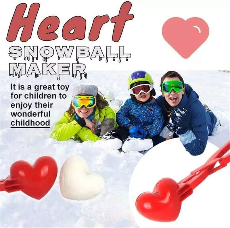 klarako Snowball Maker Toys, Snowball Maker Heart Shaped Snowball Clip Mould Tool Snowball Maker Toys Set for Kids Outdoor Fun (2PCS) - Image 2