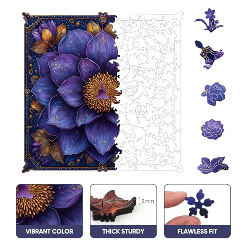 Mys Aurora Puzzles for Adults Mandala Flower Wooden Puzzles 500 Pieces Unique Shaped Lotus Yoga Gifts Jigsaw Puzzles for Yoga Lover Fun Challenge Family Game 164 x 165 - Image 5