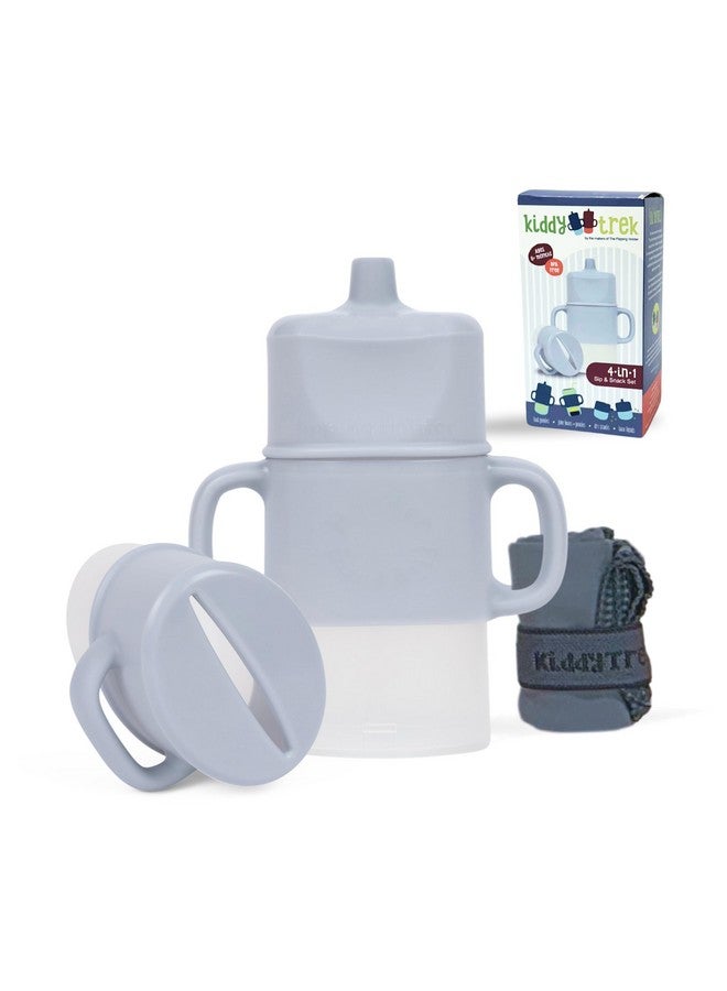 Flipping Holder 4-in-1 KiddyTrek Sip & Snack Set - Travel Food Pouch Holder, Juice Box Holder, Snack Cup, and Sippy for Babies, Toddlers, Kids (Sip & Snack Set, Gray) - Image 1