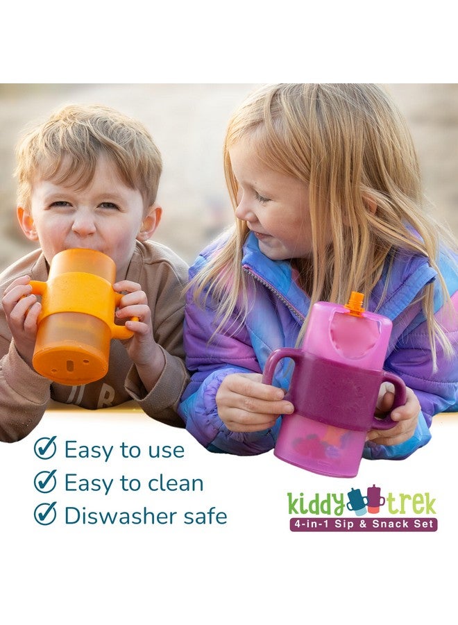 Flipping Holder 4-in-1 KiddyTrek Sip & Snack Set - Travel Food Pouch Holder, Juice Box Holder, Snack Cup, and Sippy for Babies, Toddlers, Kids (Sip & Snack Set, Gray) - Image 5