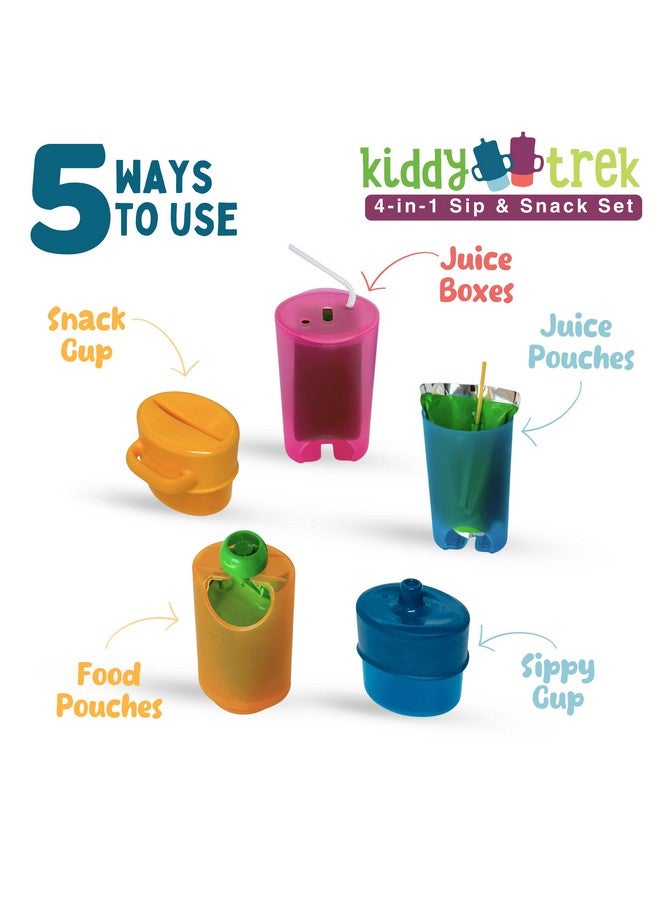 Flipping Holder 4-in-1 KiddyTrek Sip & Snack Set - Travel Food Pouch Holder, Juice Box Holder, Snack Cup, and Sippy for Babies, Toddlers, Kids (Sip & Snack Set, Gray) - Image 4