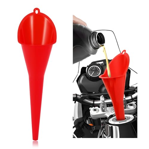 ZNDAW Oil Funnel MultiPurpose Plastic Long Neck Oil Funnel Automotive Use Funnels for Filling Oils Lubricants Water Diesel Kitchen Funnels for Filling Bottles Jars Red - Image 1