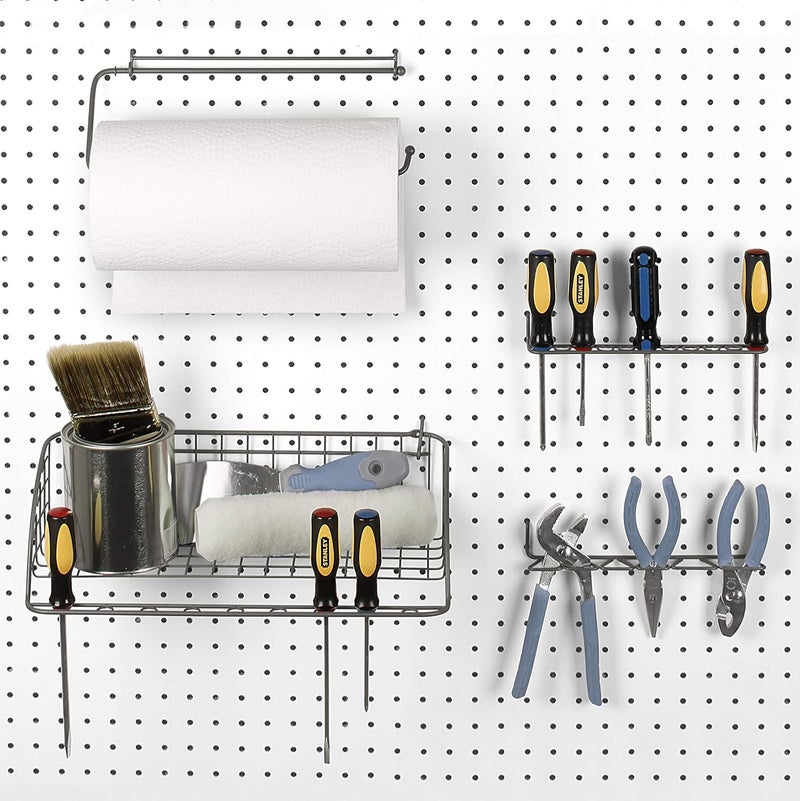 Spectrum Diversified Pegboard Wall Mount Shelf Tool Organizer, Industrial Gray - Image 2