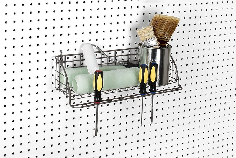 Spectrum Diversified Pegboard Wall Mount Shelf Tool Organizer, Industrial Gray - Image 5
