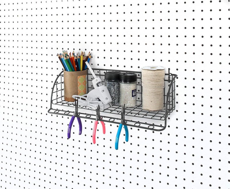 Spectrum Diversified Pegboard Wall Mount Shelf Tool Organizer, Industrial Gray - Image 3