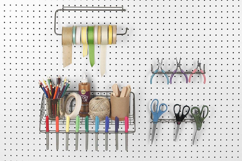 Spectrum Diversified Pegboard Wall Mount Shelf Tool Organizer, Industrial Gray - Image 4