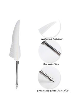 KASTWAVE Pen Lightweight Stationery Gift Box, Notebook, Feather Pen, Ink Bottle Pen School Pen for Student, Elegant Feather Quill Pen, Gift/for Birthday Party, Home Decor (Empty Ink Bottle, White)  - Image 5