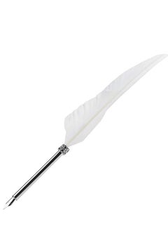 KASTWAVE Pen Lightweight Stationery Gift Box, Notebook, Feather Pen, Ink Bottle Pen School Pen for Student, Elegant Feather Quill Pen, Gift/for Birthday Party, Home Decor (Empty Ink Bottle, White)  - Image 4