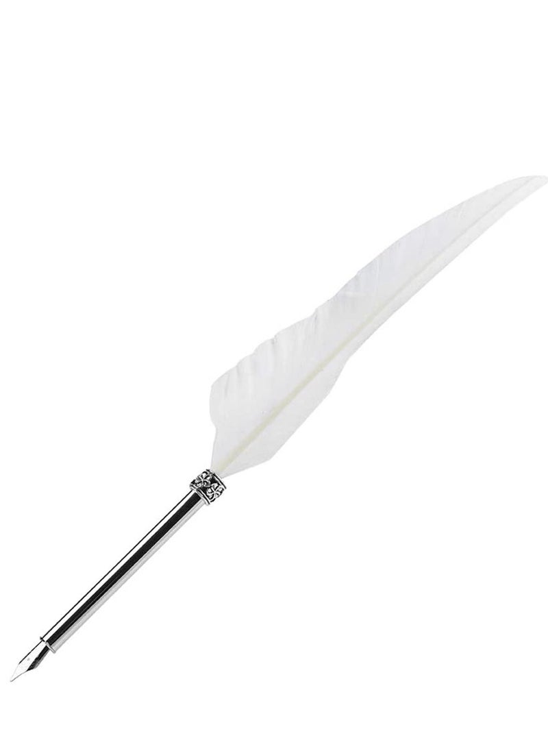 KASTWAVE Pen Lightweight Stationery Gift Box, Notebook, Feather Pen, Ink Bottle Pen School Pen for Student, Elegant Feather Quill Pen, Gift/for Birthday Party, Home Decor (Empty Ink Bottle, White)  - Image 4