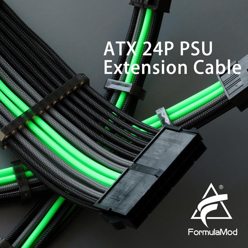 Formulamod Sleeve Extension Power Supply Cable Kit 18AWG ATX 24P+ EPS 8-P+PCI-E8-P with Combs for PSU to Motherboard/GPU Fm-NCK3 (Black Grey Green) - Image 3