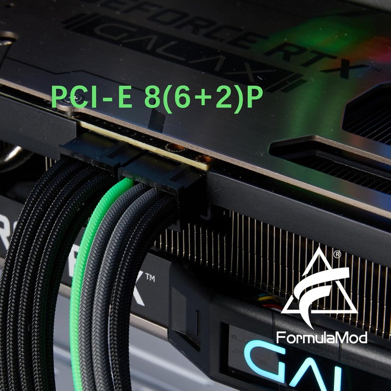 Formulamod Sleeve Extension Power Supply Cable Kit 18AWG ATX 24P+ EPS 8-P+PCI-E8-P with Combs for PSU to Motherboard/GPU Fm-NCK3 (Black Grey Green) - Image 5