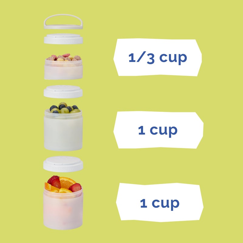 Whiskware Stackable Snack Containers for Kids and Toddlers, 3 Stackable Snack Cups for School and Travel, Teal/Yellow - Image 3