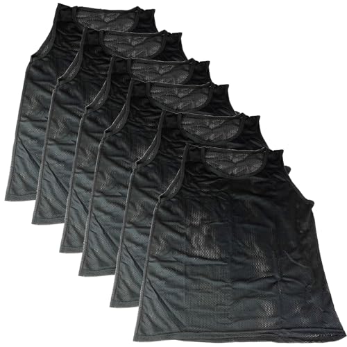BlueDot Trading Youth Sports Pinnie Scrimmage Training Vest/Team Practice Jersey in Nylon Mesh for All Kinds of Sports, Soccer, Football, Basketball, Black, 6 Pack - Image 3