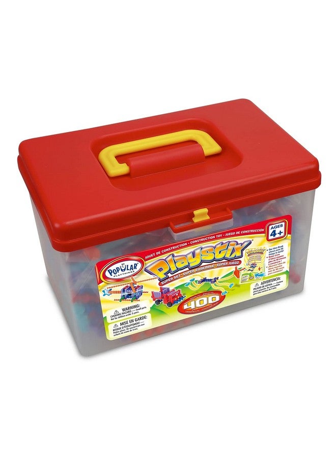 POPULAR PLAYTHINGS Playstix Super Set Construction Toy Building Blocks 400 Piece STEM Kit (90004) - Image 1