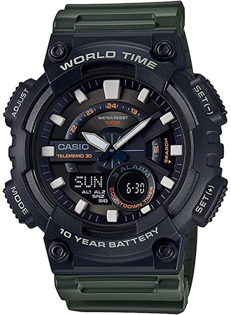 CASIO Men's Water Resistant Analog/Digital Watch AEQ-110W-3AVDF - Image 1