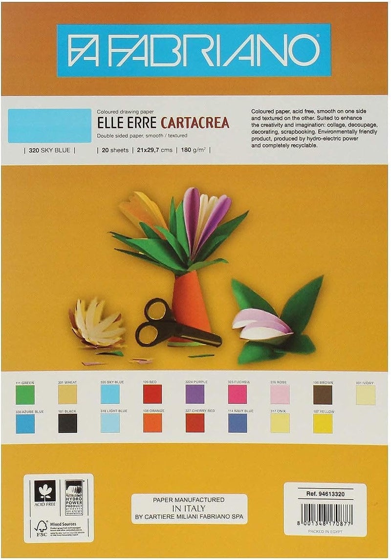 Fabriano elle erre drawing papers elle erre, 21x29.7 cm - sky blue