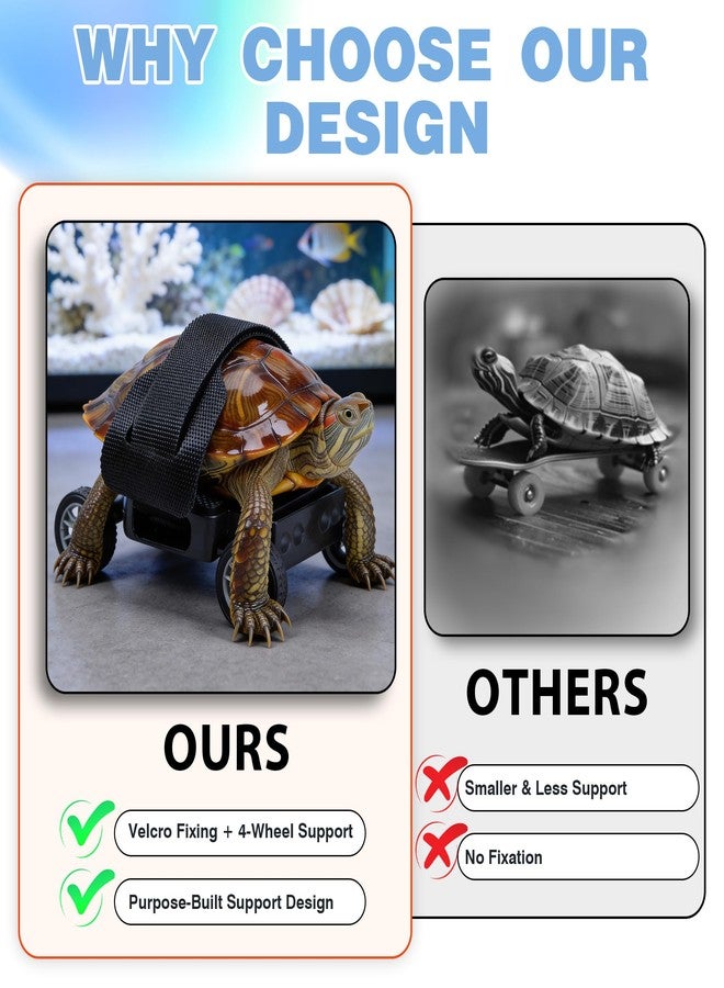 LetPetRun Adjustable Turtle Skateboard Playing and Training Toys Set, Full Wheel Stable Support Velcro Fixing Design, Toy for Small Reptiles & Pets (S) - Image 2