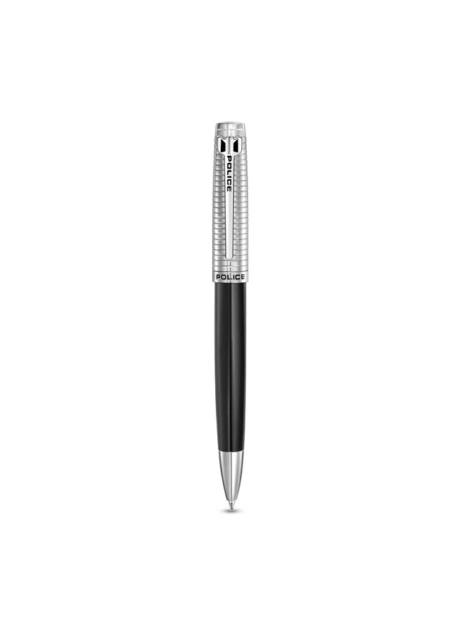 POLICE Batang Stainless Steel Trims Twist Ballpoint Pen for Men, Blue Ink