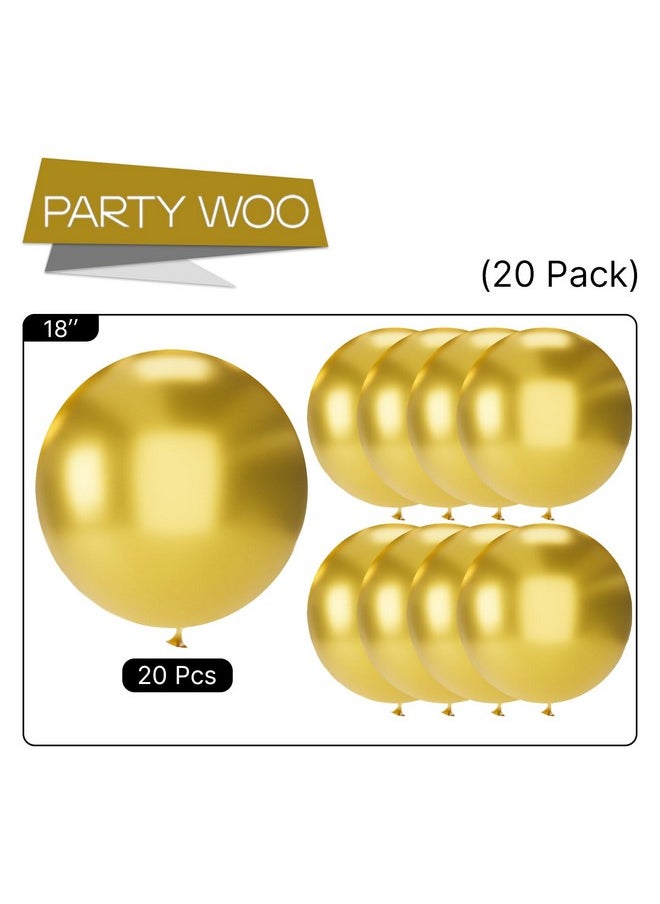 PartyWoo Metallic Gold Balloons, 20 Pcs 18 Inch Gold Metallic Balloons, Chrome Gold Balloons For Balloon Garland Or Arch As Party Decorations, Birthday Decorations, Baby Shower Decorations, Gold-G101  - Image 5