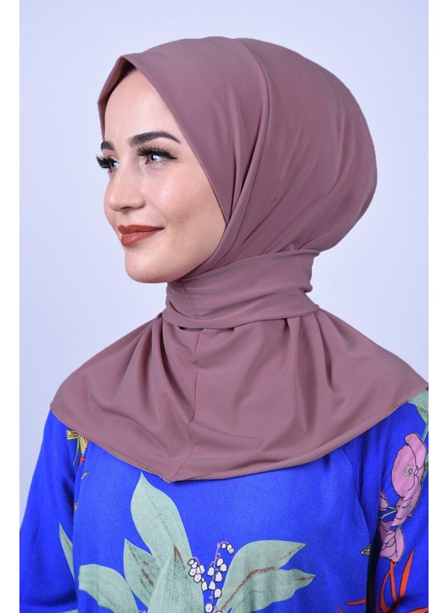 Belifanti Collection Women's Hijab Snap Bone Sandy Hijab Neck Collar Bone Dusty Rose  - Image 3