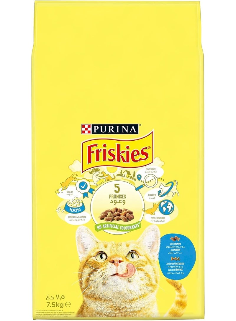 Friskies Purina Friskies Cat Dry Food With Salmon And Vegetables Complete & Balanced 7.5k - Image 1