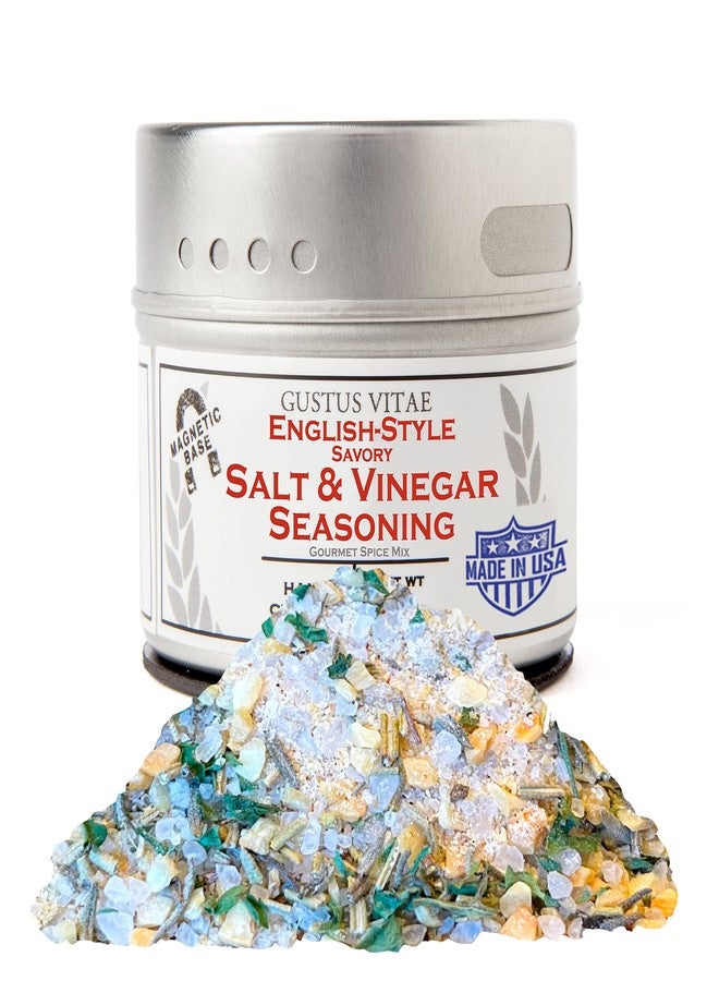 GUSTUS VITAE English-Style Savory Salt & Vinegar Seasoning | Gourmet Spice Mix | All Natural, Non GMO | Hand Made, Small Batch Spice Blend | Made in USA | Artisanal Seasoning | GLP-1 Friendly | No MSG, Artificial Ingredients, Additives, Colors, or Flavors | Magnetic Tin | Ultra Premium | Gustus Vitae - Image 1