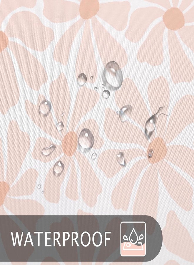 Litabel Blush Pink Daisy Floral Shower Curtain, Boho Spring Flower Shower Curtain for Girly Bathroom, Modern Minimalist White Waterproof Fabric Shower Curtain Set, 72x72 Inch - Image 3