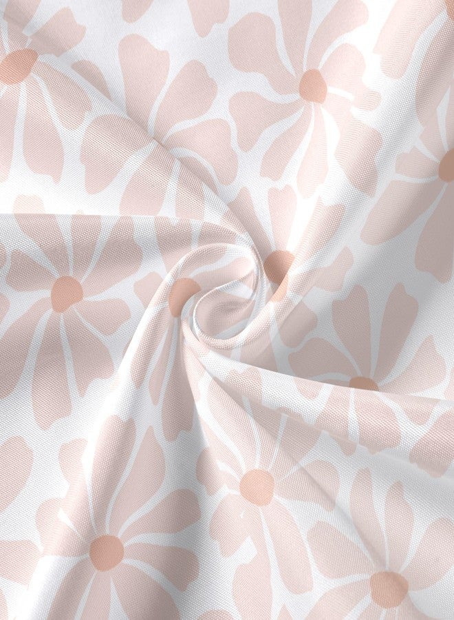 Litabel Blush Pink Daisy Floral Shower Curtain, Boho Spring Flower Shower Curtain for Girly Bathroom, Modern Minimalist White Waterproof Fabric Shower Curtain Set, 72x72 Inch - Image 4