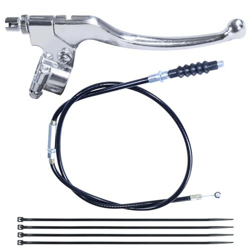HOOUP 78 Dirt Bike Left Clutch Handle Lever and 389 Clutch Cable for SSR110 SSR125 SSR140 Coolster M125 Apollo RFZ125 Tao Tao DB17 Baja Kayo Roketa Kinda Chinese Pit Dirt Bike Motorcycle Silver - Image 1