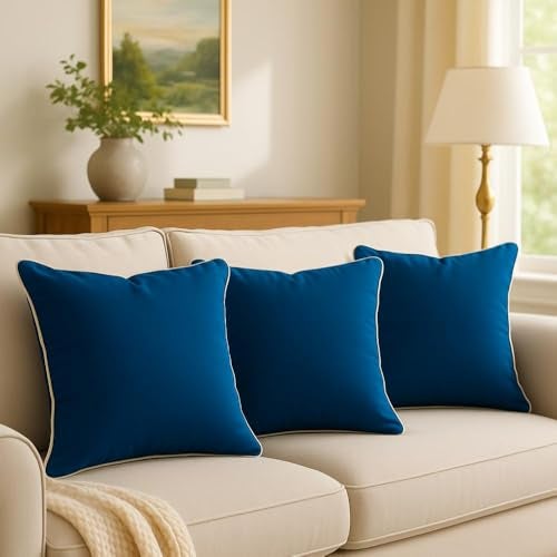 Wakefit Cushion for Sofa | Super Soft Fabric Cushion Pillow, Throw Pillow for Sofa | Premium Fresh Hollow Fibre Filling | 16x16 Inches | Dark Teal | Set of 3 - Image 1