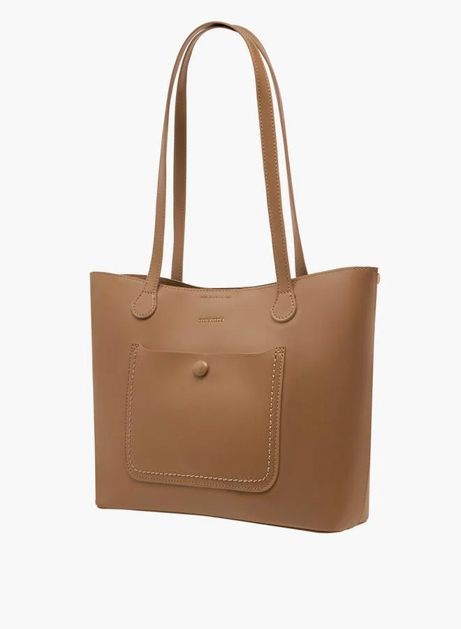 Flora Bella By Shoexpress Solid Tote Bag with Zip Closure