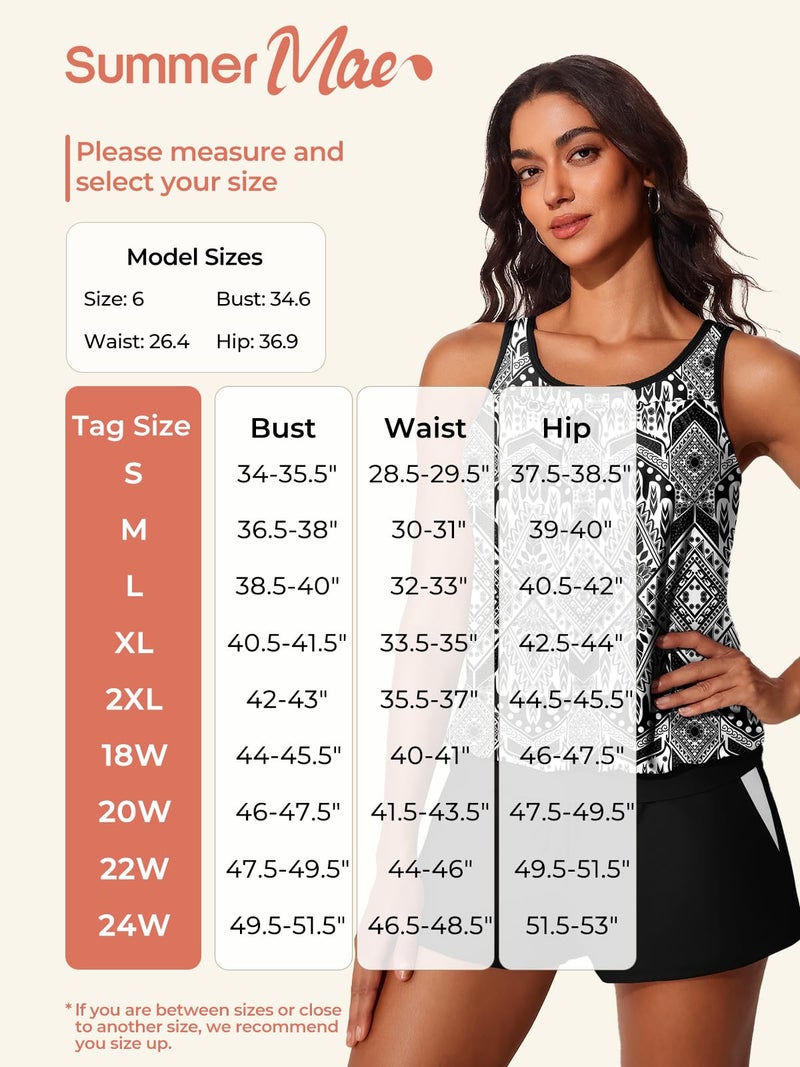 Summer Mae Blouson Women's Tankini Swimsuits Tummy Control Modest 2026 Two Piece with Sporty Pockets Bathing Suits Bohemia - Game Board X-Large - Image 5