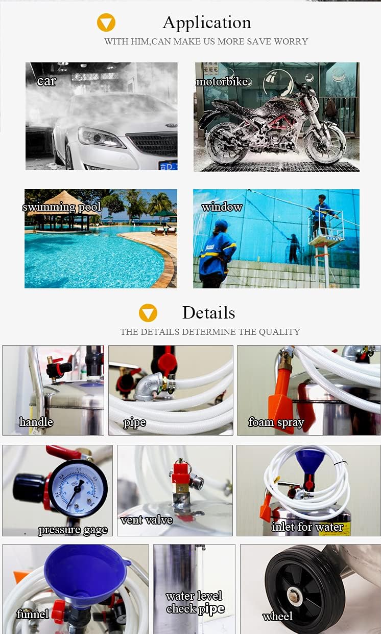 AQ AQSON AQSON Stainless Steel Foam Machine - High Pressure Car Interior Cleaner with Strong Hydraulic Power - Image 3