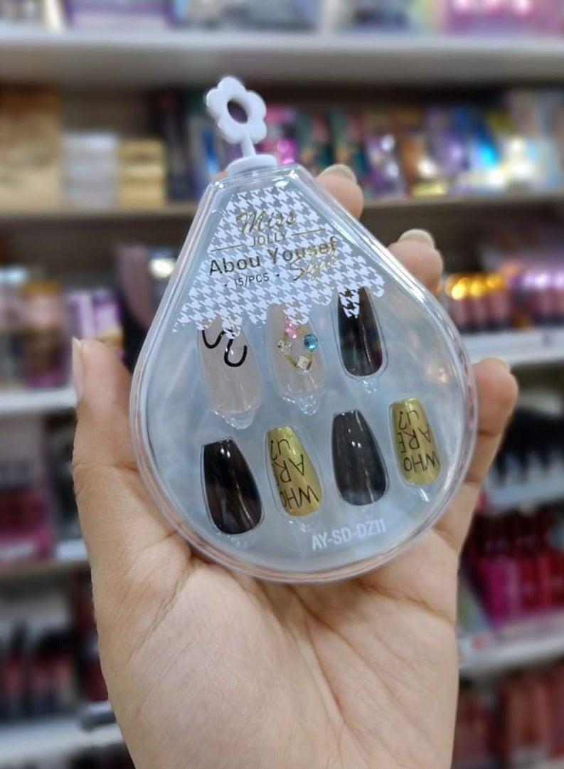 Abou Yousef Style false nails auto adhesif  gel fantasy  15 pcs