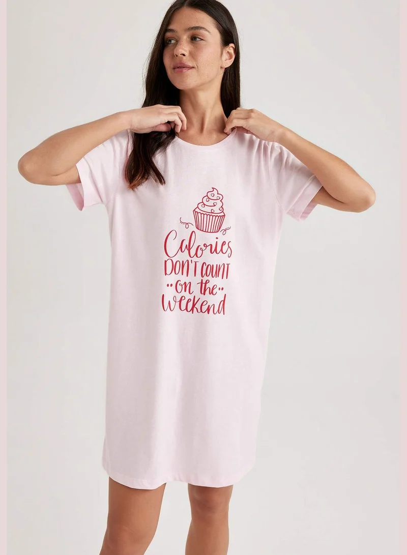 ديفاكتو Woman Bike Neck Short Sleeve Homewear Knitted Dress