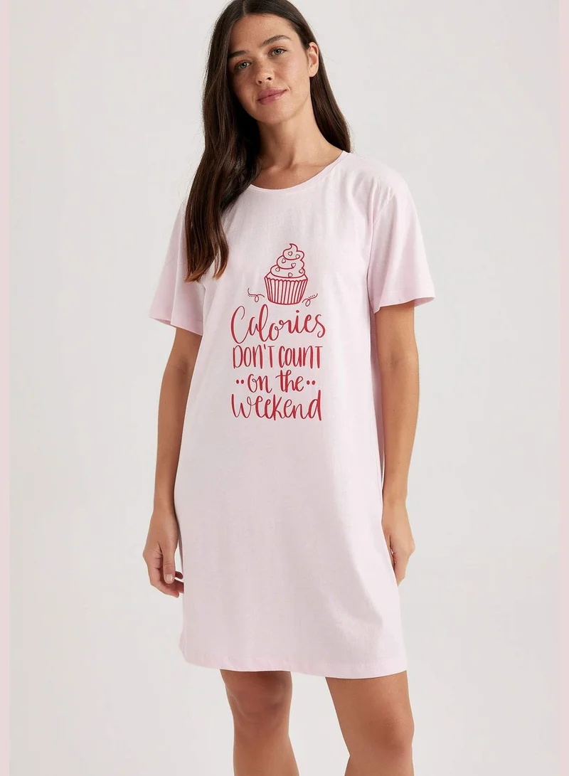 ديفاكتو Woman Bike Neck Short Sleeve Homewear Knitted Dress