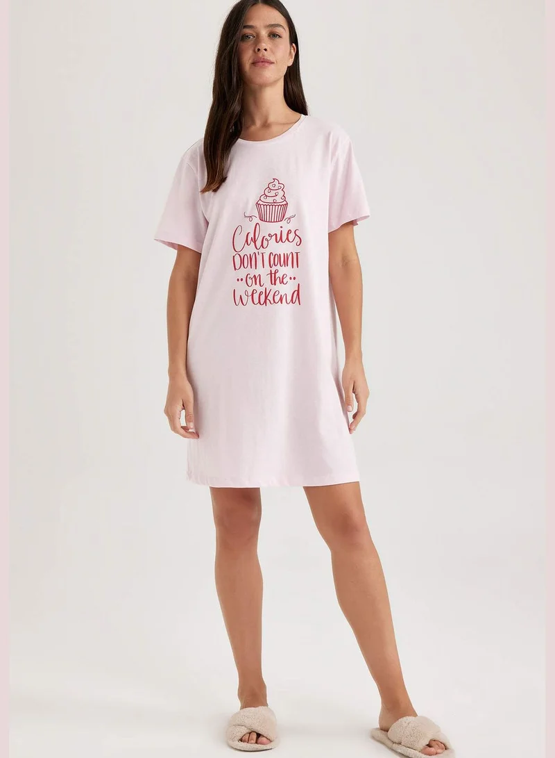 ديفاكتو Woman Bike Neck Short Sleeve Homewear Knitted Dress