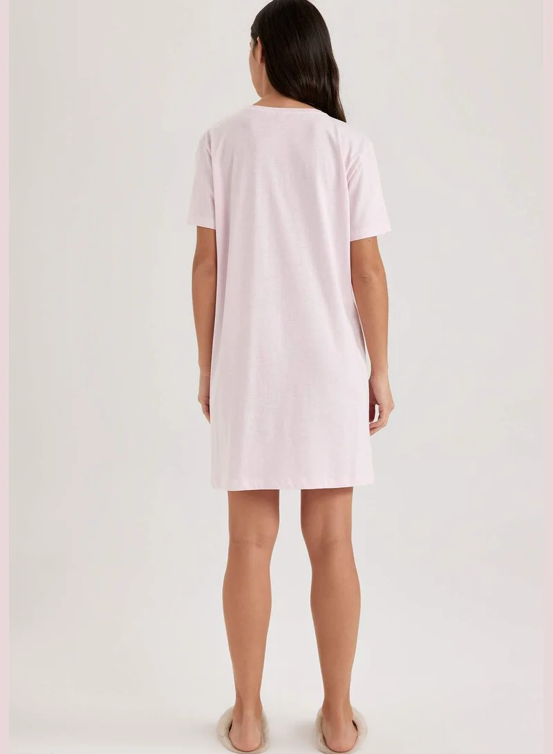 ديفاكتو Woman Bike Neck Short Sleeve Homewear Knitted Dress
