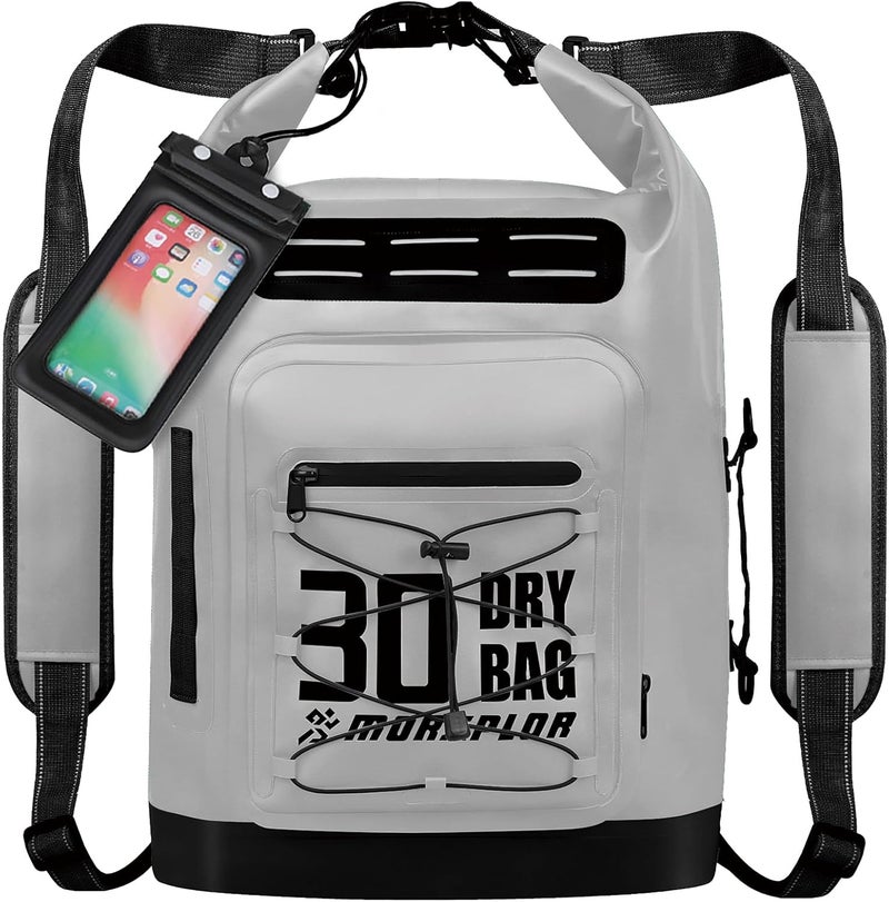 MORXPLOR Waterproof Dry Bag Backpack - [Front Zippered Pockets] 5L/10L/20L/30L Roll Top Waterproof Bag with Water Proof Phone Case for Swimming, Boating, Kayaking, Camping, Beach - Image 1